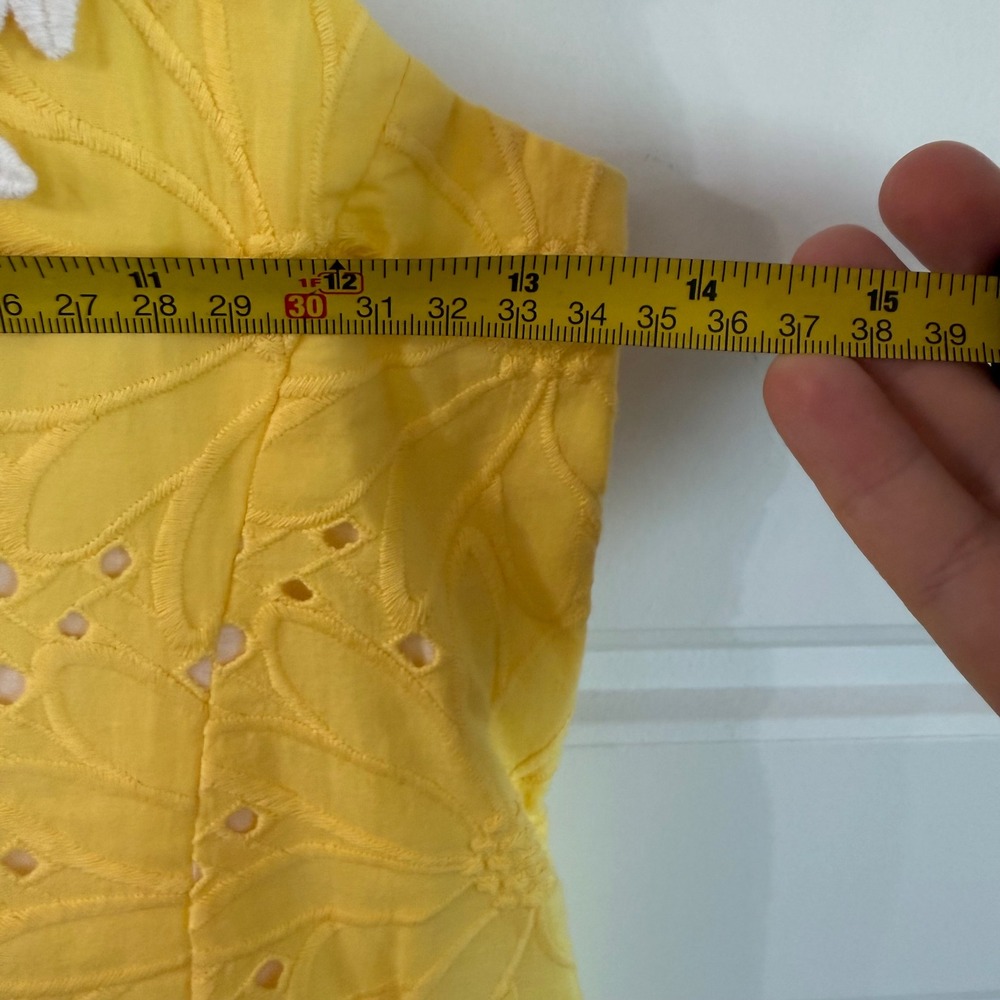 Lilly Pulitzer Annabelle Dress Size 0 Floral Yellow Daisy strapless Eyelet - Picture 11 of 11